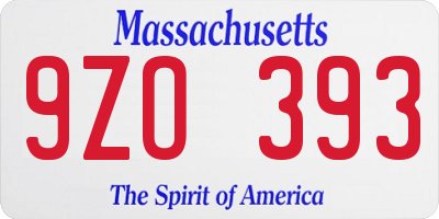 MA license plate 9ZO393