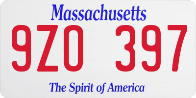 MA license plate 9ZO397