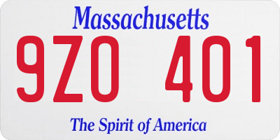 MA license plate 9ZO401