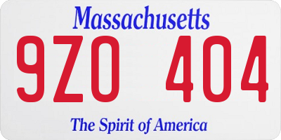 MA license plate 9ZO404