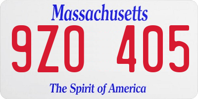 MA license plate 9ZO405