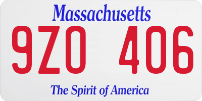 MA license plate 9ZO406