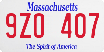 MA license plate 9ZO407