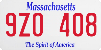 MA license plate 9ZO408