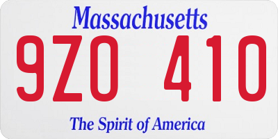 MA license plate 9ZO410