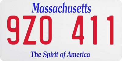 MA license plate 9ZO411