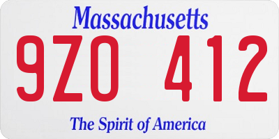 MA license plate 9ZO412