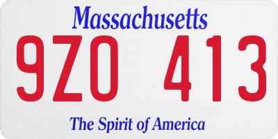 MA license plate 9ZO413