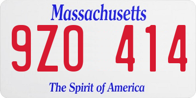 MA license plate 9ZO414