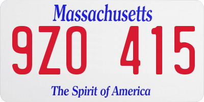 MA license plate 9ZO415