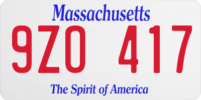 MA license plate 9ZO417