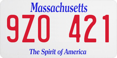 MA license plate 9ZO421