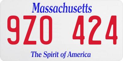 MA license plate 9ZO424