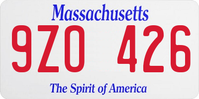 MA license plate 9ZO426