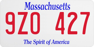 MA license plate 9ZO427