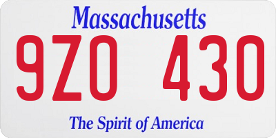 MA license plate 9ZO430