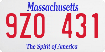 MA license plate 9ZO431