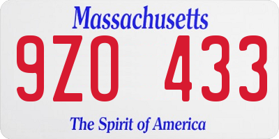 MA license plate 9ZO433