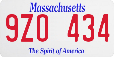 MA license plate 9ZO434