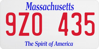 MA license plate 9ZO435