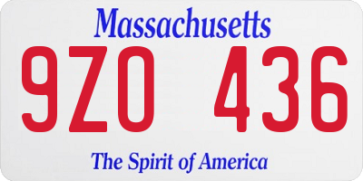 MA license plate 9ZO436