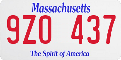 MA license plate 9ZO437