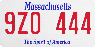 MA license plate 9ZO444