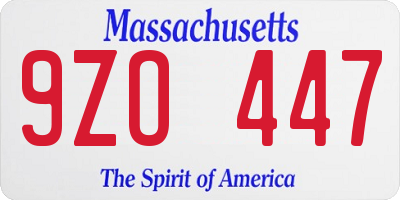 MA license plate 9ZO447