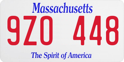 MA license plate 9ZO448