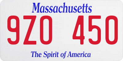 MA license plate 9ZO450