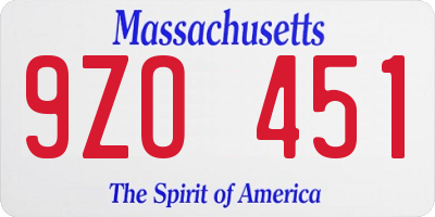 MA license plate 9ZO451