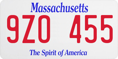 MA license plate 9ZO455