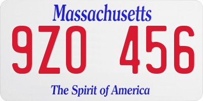 MA license plate 9ZO456