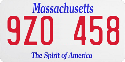 MA license plate 9ZO458