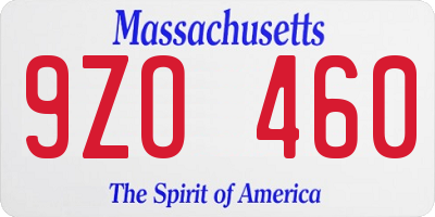 MA license plate 9ZO460