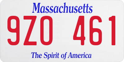 MA license plate 9ZO461