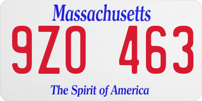 MA license plate 9ZO463