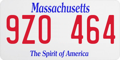 MA license plate 9ZO464