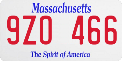 MA license plate 9ZO466