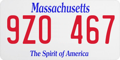 MA license plate 9ZO467