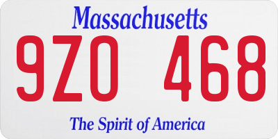 MA license plate 9ZO468