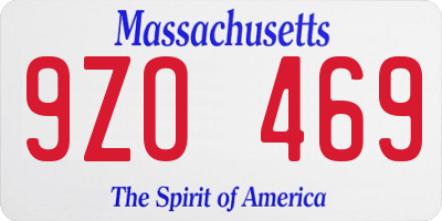 MA license plate 9ZO469