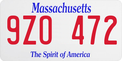 MA license plate 9ZO472