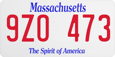 MA license plate 9ZO473