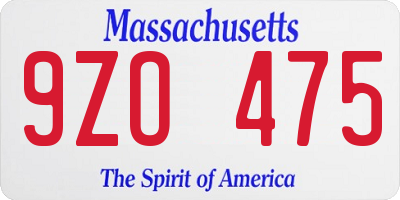 MA license plate 9ZO475