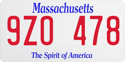 MA license plate 9ZO478