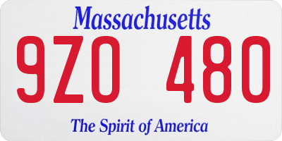 MA license plate 9ZO480