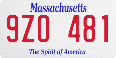 MA license plate 9ZO481