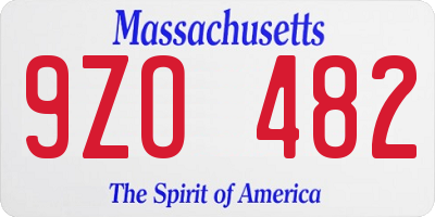 MA license plate 9ZO482