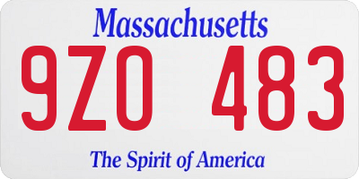 MA license plate 9ZO483